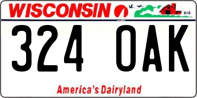 WI license plate 324OAK