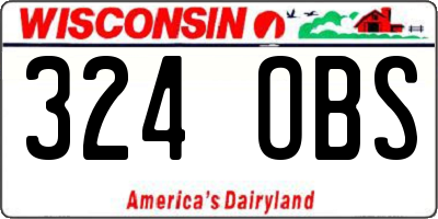 WI license plate 324OBS