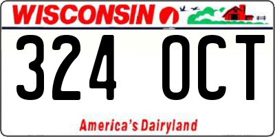 WI license plate 324OCT