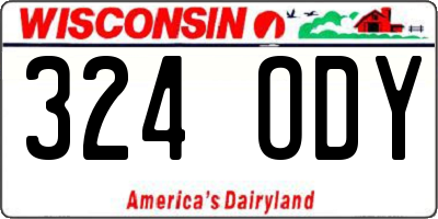 WI license plate 324ODY
