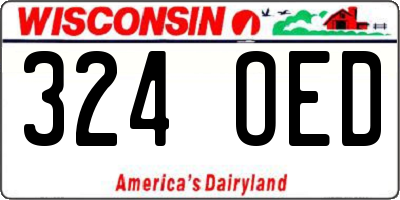 WI license plate 324OED