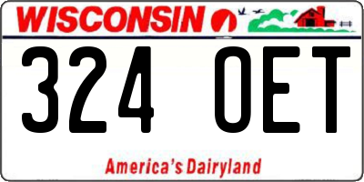 WI license plate 324OET