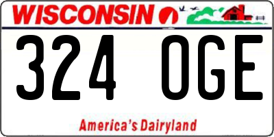 WI license plate 324OGE