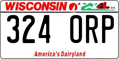 WI license plate 324ORP