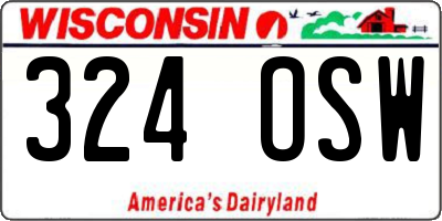 WI license plate 324OSW