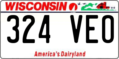 WI license plate 324VEO