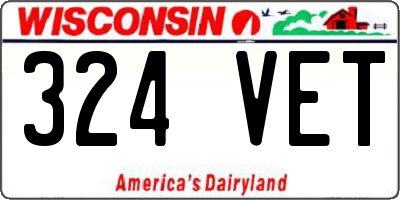 WI license plate 324VET