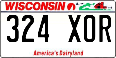WI license plate 324XOR