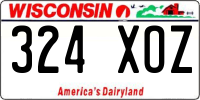WI license plate 324XOZ