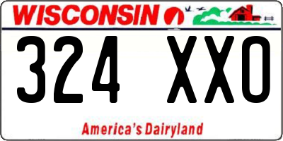 WI license plate 324XXO