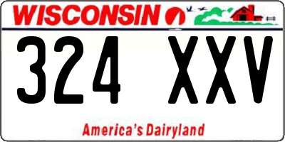 WI license plate 324XXV
