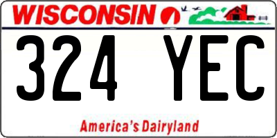 WI license plate 324YEC