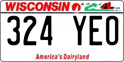 WI license plate 324YEO