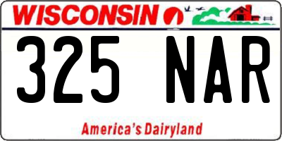 WI license plate 325NAR