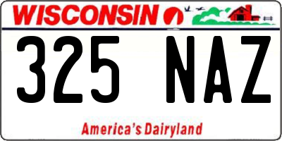 WI license plate 325NAZ