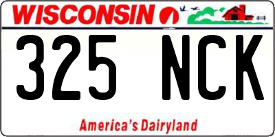 WI license plate 325NCK