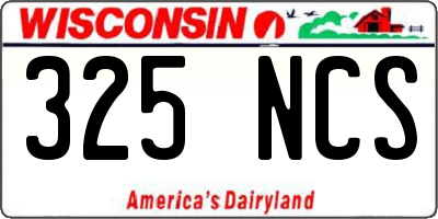 WI license plate 325NCS
