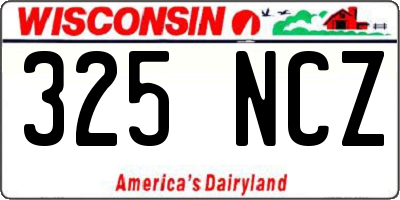 WI license plate 325NCZ