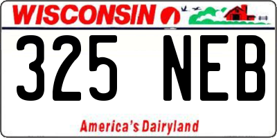 WI license plate 325NEB