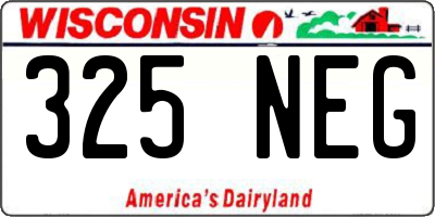WI license plate 325NEG