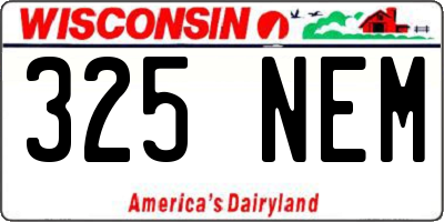WI license plate 325NEM