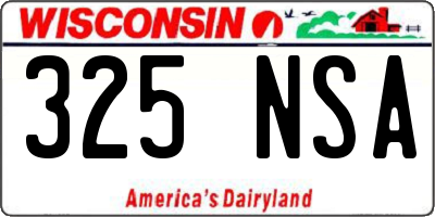 WI license plate 325NSA