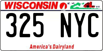 WI license plate 325NYC