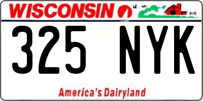 WI license plate 325NYK