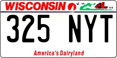 WI license plate 325NYT