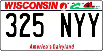 WI license plate 325NYY