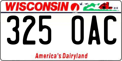 WI license plate 325OAC