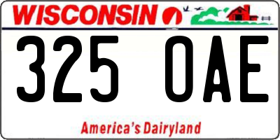 WI license plate 325OAE
