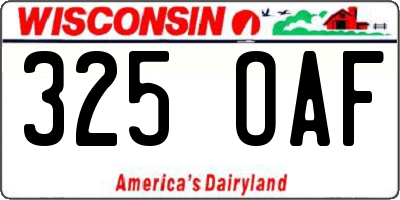 WI license plate 325OAF