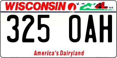 WI license plate 325OAH