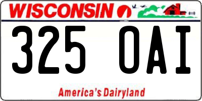 WI license plate 325OAI