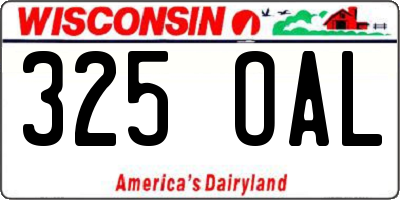 WI license plate 325OAL