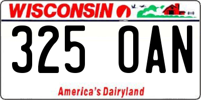 WI license plate 325OAN