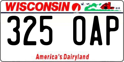 WI license plate 325OAP