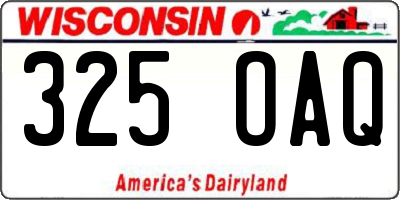 WI license plate 325OAQ