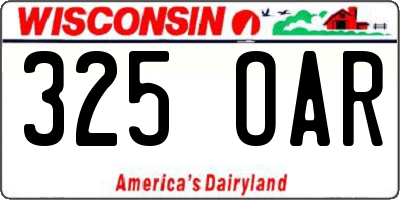 WI license plate 325OAR