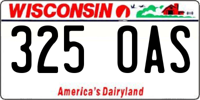 WI license plate 325OAS