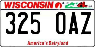 WI license plate 325OAZ
