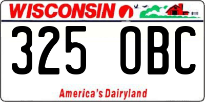 WI license plate 325OBC