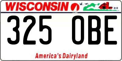 WI license plate 325OBE