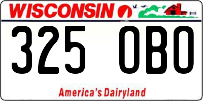 WI license plate 325OBO