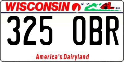 WI license plate 325OBR