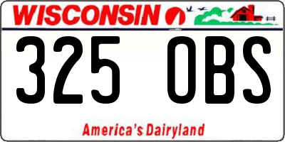 WI license plate 325OBS