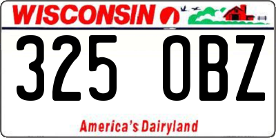 WI license plate 325OBZ