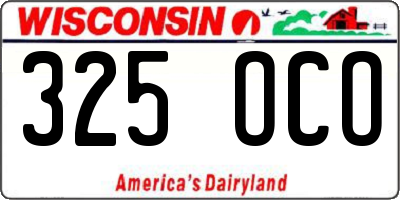 WI license plate 325OCO
