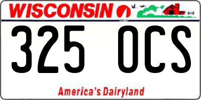 WI license plate 325OCS